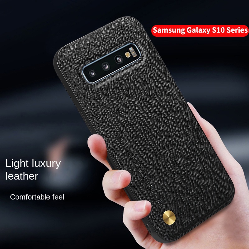 適用於三星 Galaxy S10 Plus 4G S 10 5G S10+ 手機殼豪華皮革商務車自動吸盤相機保護防震柔軟