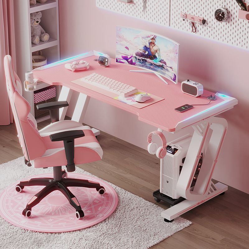 電競桌 粉色ins電競桌椅套裝 女生家用租房改造游戲主播直播台式電腦桌子 電腦桌 學生學習寫字桌