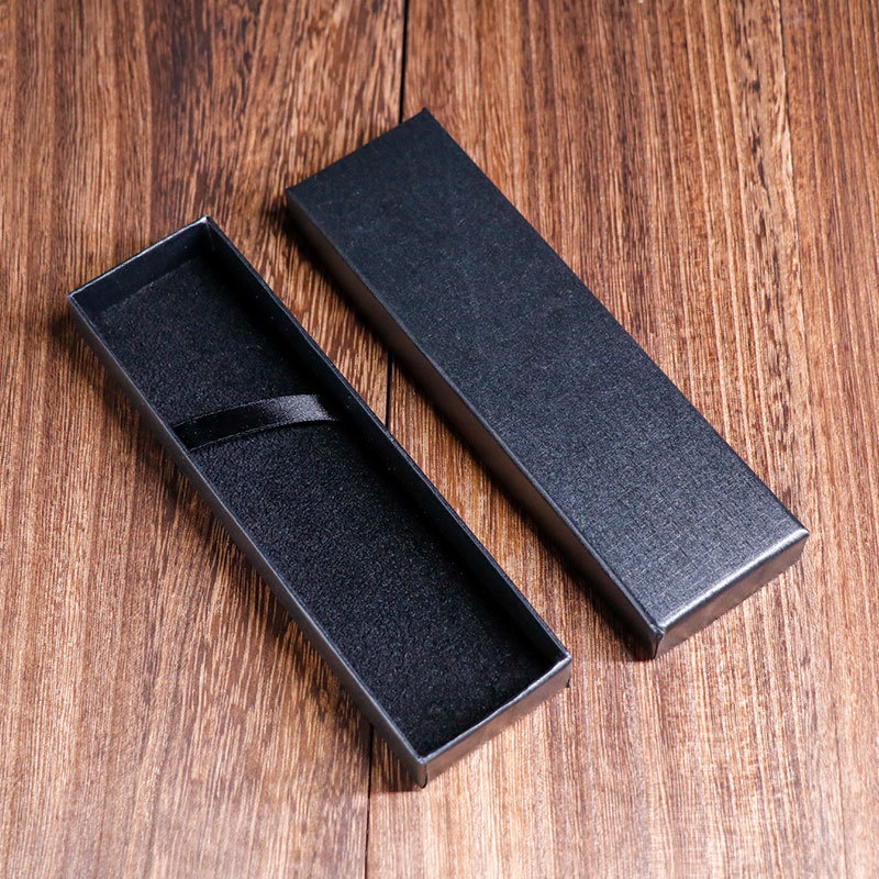尼侖盒天地盒商務黑色鋼筆盒硬紙盒 絲帶筆盒禮品黑色包裝盒子