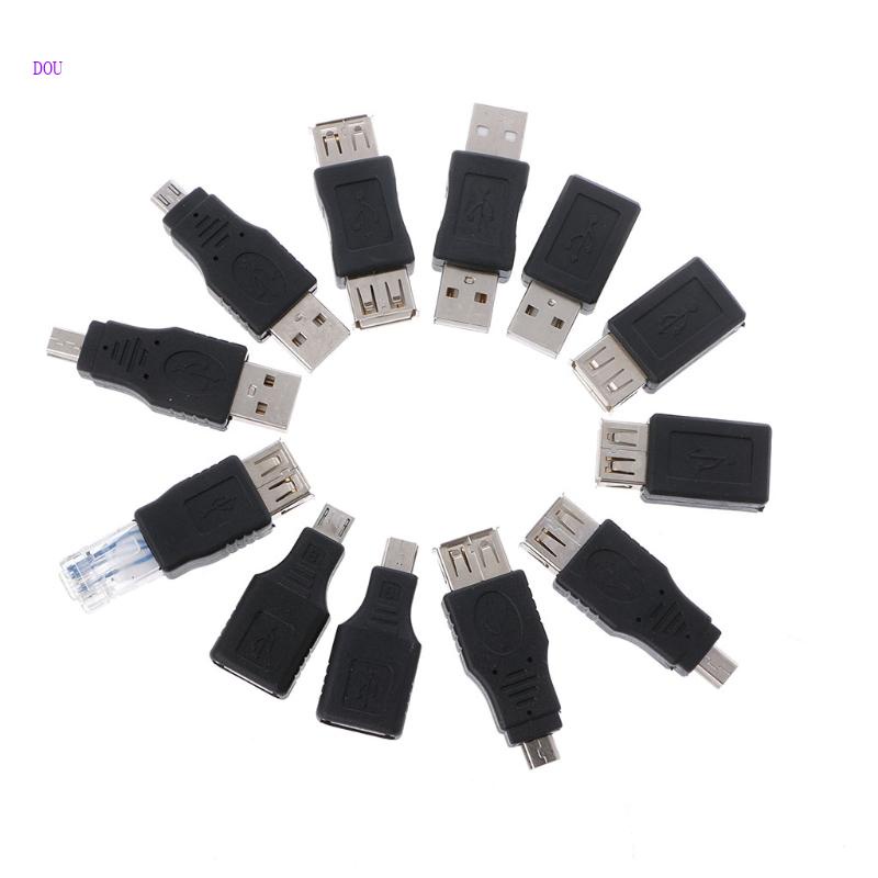 Dou USB 2 0 A 公頭轉 USB B 迷你微型母頭適配器轉換器