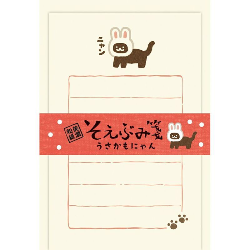 日本 Wa-Life 便條式信封信紙組/ 兔子貓咪 eslite誠品