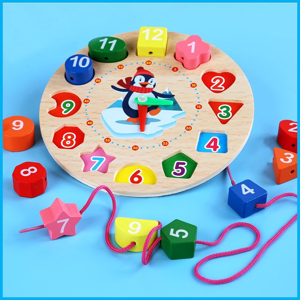 幼兒時鐘玩具拼圖蒙台梭利教育學習時鐘拼圖認知匹配和分類早期 hjuth