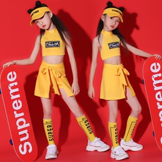 兒童節啦啦隊服韓版運動套裝嘻哈少女爵士舞啦啦隊演出服