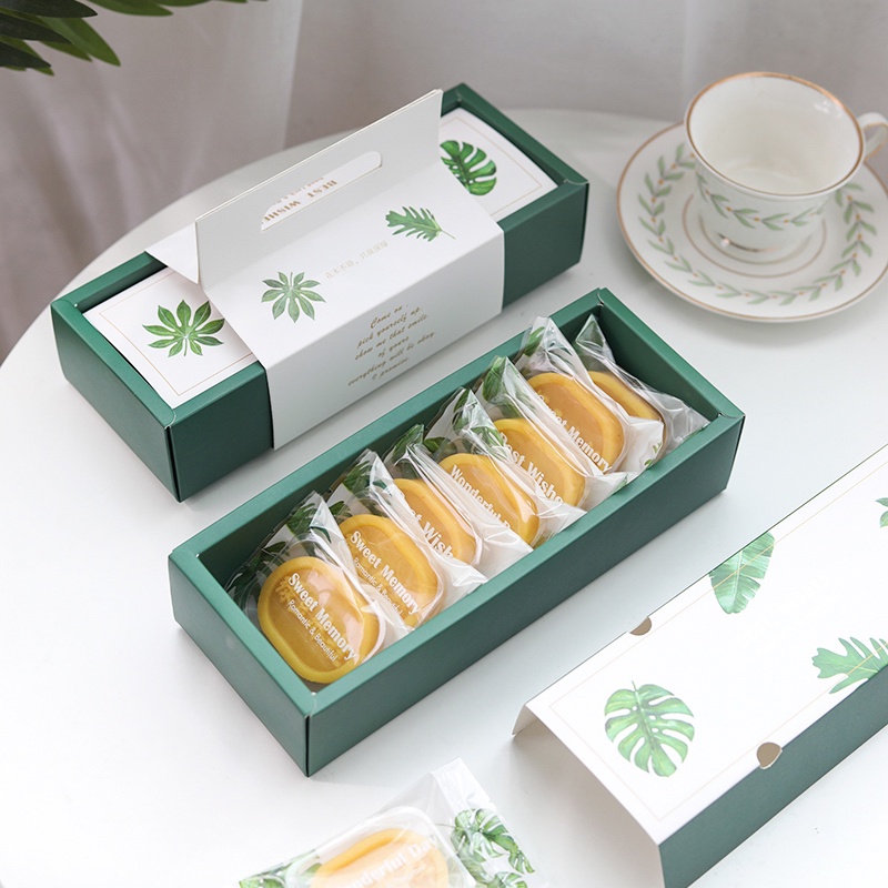 &lt;綠色燙金樹葉盒&gt;清明 端午雙層包裝盒 2023禮盒 包裝盒 蛋黃酥包裝盒 糕點空盒子高檔點心綠豆糕禮盒