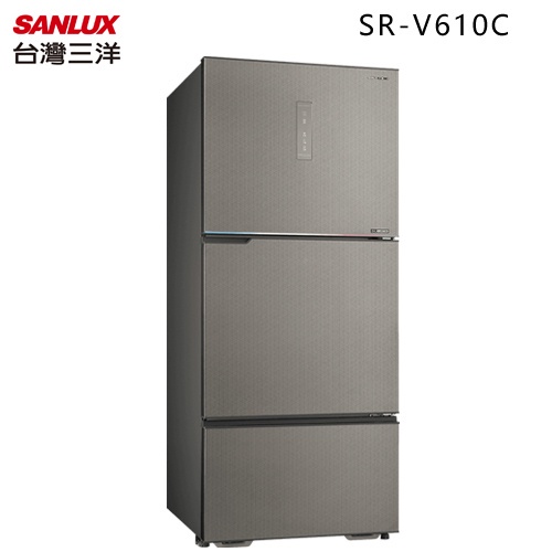 SANLUX 台灣三洋 ( SR-V610C ) 606公升 大冷凍庫變頻三門電冰箱 -晶鑽銀