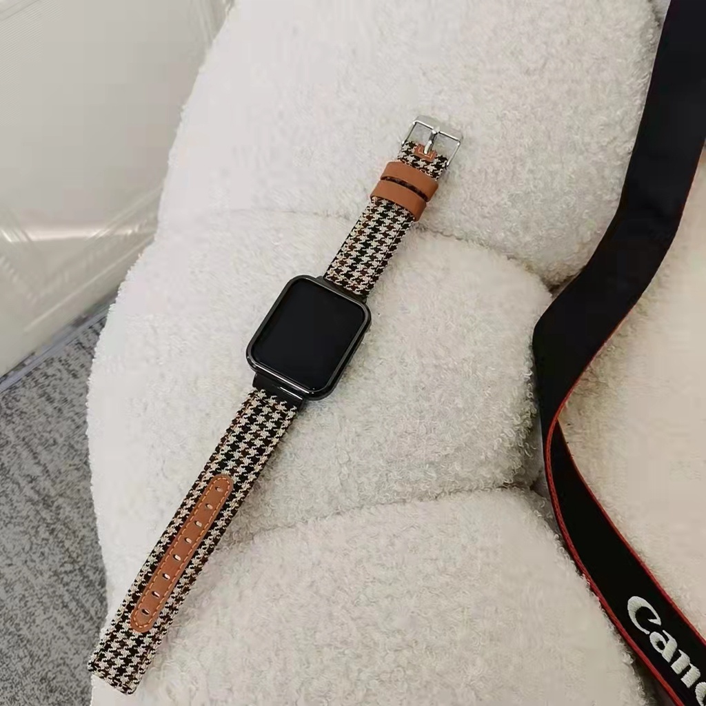 紅米手錶3 / redmi watch 2 lite / 小米手錶超值版 錶帶 小米紅米3智能手錶帆布千鳥格紋錶帶 時尚