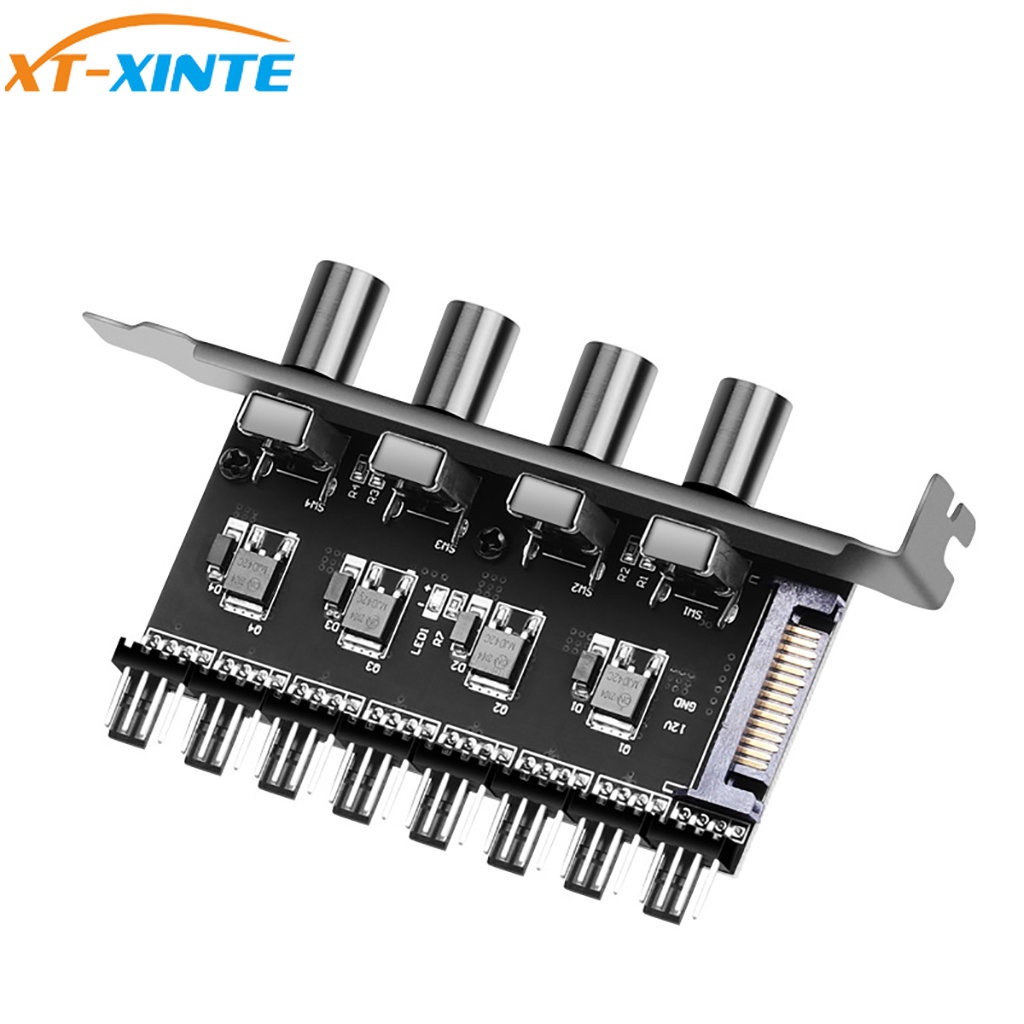 Xt-xinte 12V 1 至 8 路 PC 機箱冷卻風扇集線器 4Pin 3Pin 速度控制器實用調節器分路器電腦適