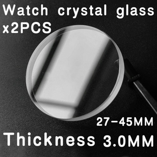 2個裝 厚度3.0mm 圓形手錶替換玻璃 27mm 至 45mm 平面手錶水晶鏡片錶鏡 腕錶維修工具