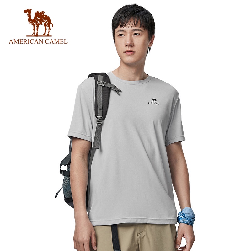 American CAMEL 男士短袖T恤速乾圓領透氣寬鬆薄款運動上衣