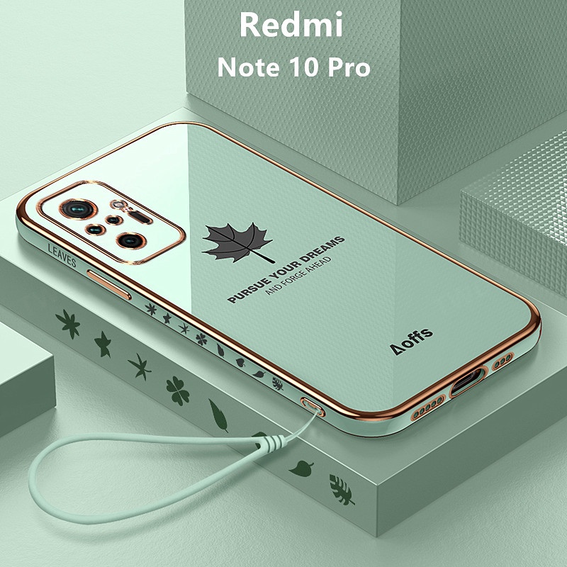 外殼 Redmi Note 10 Pro 手機殼楓葉電鍍保護套軟 TPU 手機殼 Redmi Note 10 Pro