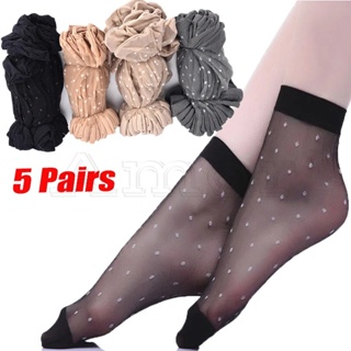 5雙隱形彈力透明水晶性感短襪超薄柔軟女士夏季涼爽透氣絲襪女
