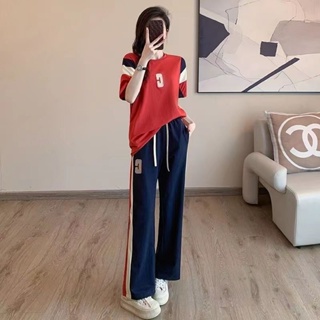 2023女裝夏天新款休閒運動女裝夏季爆款寬鬆短袖時尚穿搭兩件套（Qingqingjia）