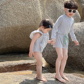 韓國兒童泳衣 寶寶防晒速乾條紋泳衣 長袖泳衣套裝 女寶泳衣 男寶泳衣 兒童泳裝 女童泳裝 男童泳裝 寶寶泳衣 寶寶泳裝