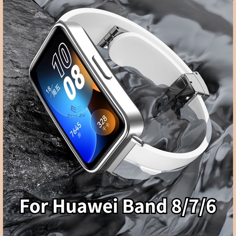 適用於華為錶帶 8 7 6 錶帶的矽膠扣錶帶智能手鍊腕帶華為 Band8 替換錶帶