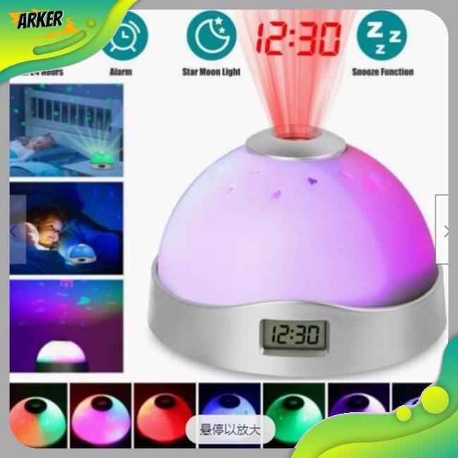 Ak Led 數字投影儀鬧鐘 7 色變化時間顯示易於設置多色夜燈時鐘