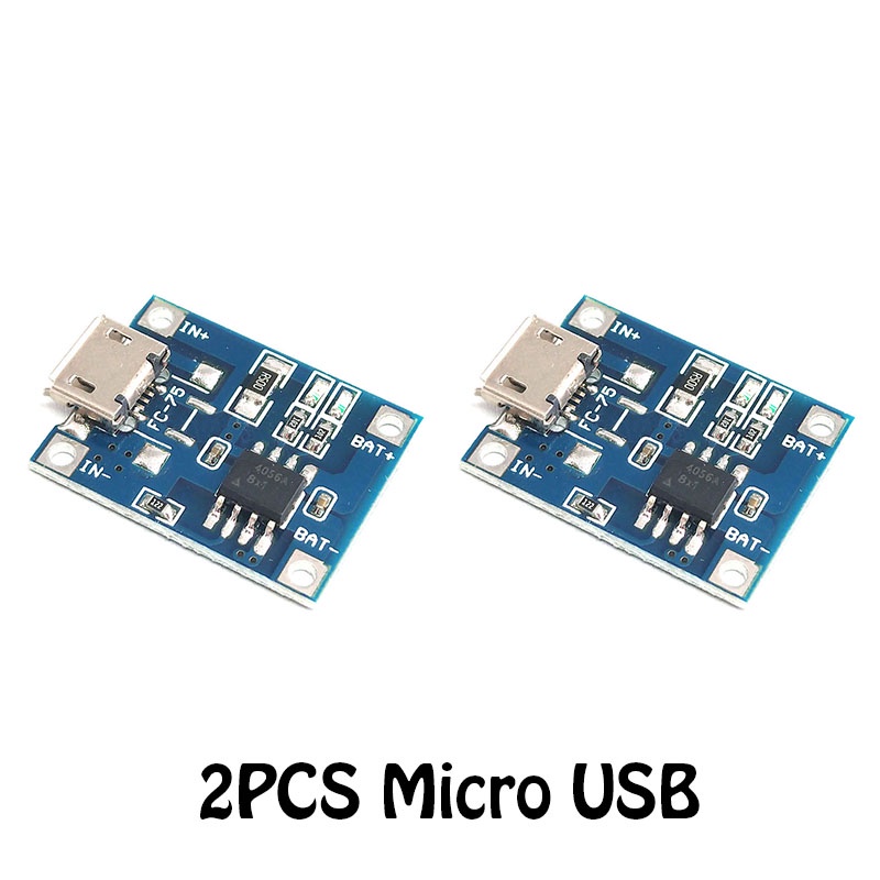 2pcs Micro USB 5V 1A 18650 TP4056 鋰電池充電器模塊充電板不帶保護