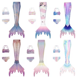 兒童美人魚泳衣 美人魚波浪衣三件套 魚尾巴女童公主裙服裝