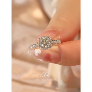 s925純銀戒指女莫桑石鑽戒D色高級感食指戒小眾設計感女生仿真1克拉鑽石