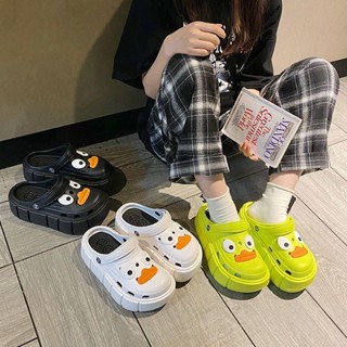 👍破價下殺👍 夏季新款厚底洞洞鞋 沙灘diy包頭涼拖鞋女 踩屎感半拖鞋 沙灘涼鞋 增高 懶人鞋 鬆糕鞋 女鞋