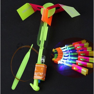 隨機送光箭火箭直升機飛行玩具led燈閃光玩具派對趣味禮物橡皮筋彈射器