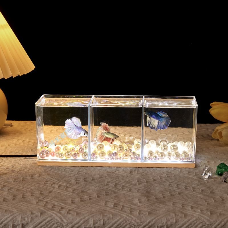 台灣熱賣 斗魚缸 迷你創意家居小型魚缸 水族箱 桌面魚缸 免換水懶人魚缸.