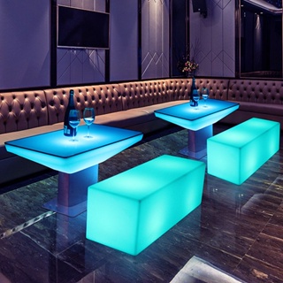 LED發光桌子 KTV茶几創意酒吧桌包厢卡座清吧桌椅組合長方形餐廳桌子