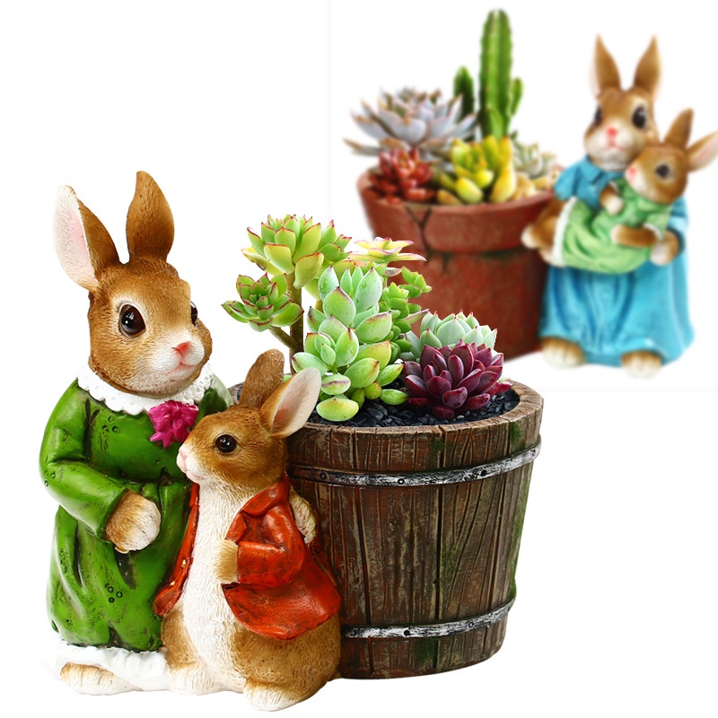 美樂森-EVA 復活節兔子 新款花盆 卡通兔子花盆 樹脂多肉盆栽 創意花盆花器 花缸裝飾擺件