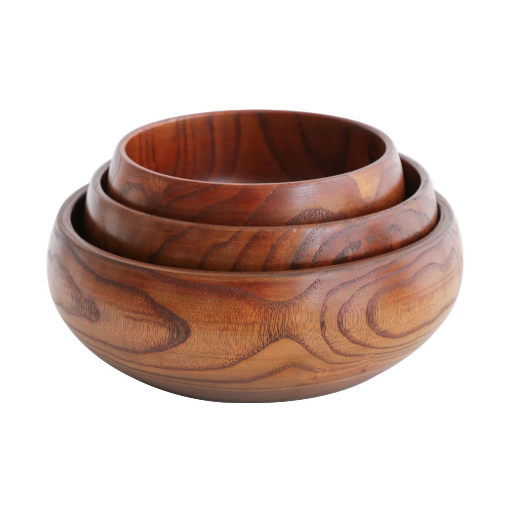 中式實木木碗木碗整木盆家用大湯碗防燙沙拉碗水果盤湯碗餐具