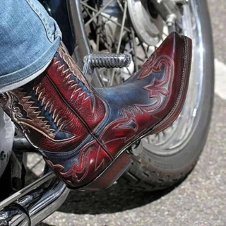 moto新款機車哈雷歐美大碼尖頭粗跟男士機車騎士鞋38-48號大尺碼