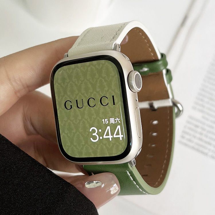 S9真皮拼接色錶帶 AppleWatch錶帶  iwatch手錶帶 蘋果錶帶 watch7/8 se ultra 錶帶