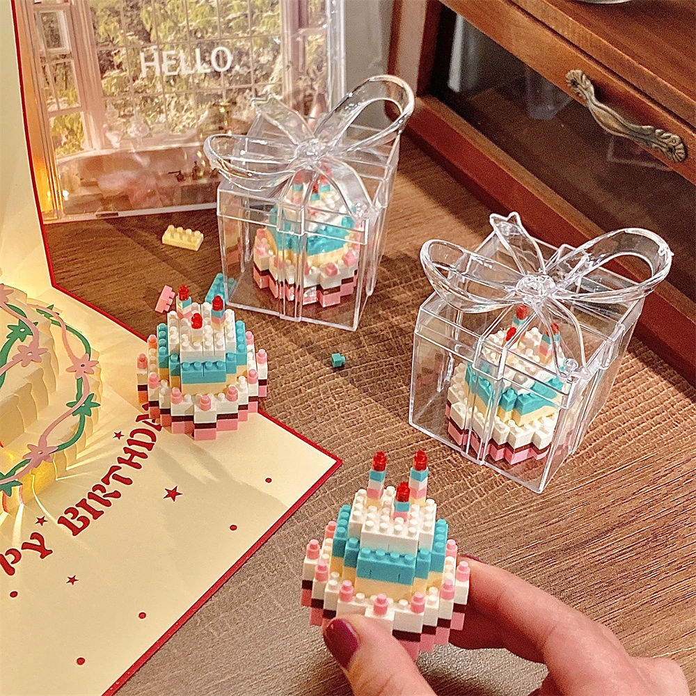 生日蛋糕 治癒系迷你 diy 小顆粒兼容樂高積木 送對象閨蜜驚喜益智拼裝禮品 生日禮物