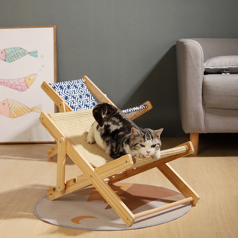 實木寵物躺椅幼貓床躺椅貓床貓窩四季通用網紅睡椅小型寵物床寵物窩