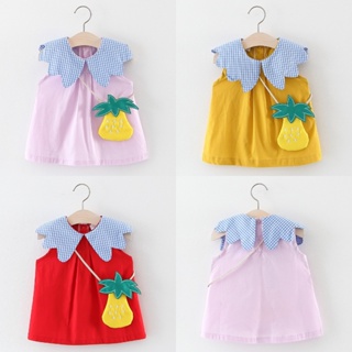 夏季童裝女寶寶連衣裙格子娃娃領女寶寶連衣裙送免費包