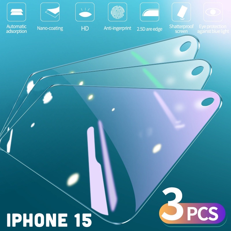 全新 3PCS 防藍光鋼化玻璃適用於 iPhone 15 Pro MAX 11 13 13 14 Pro MAX X X