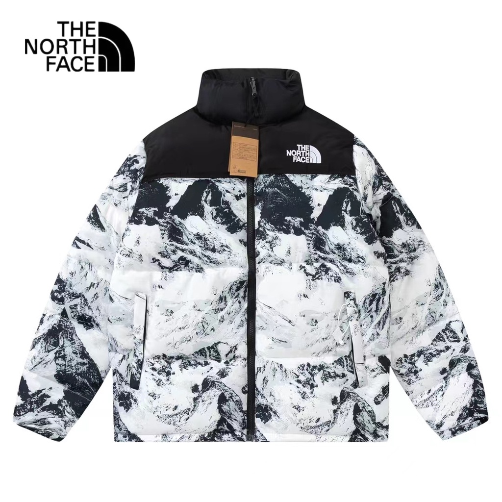 北面 The North Face 男式防風保暖羽絨服女式時尚休閒刺繡徽標領夾克