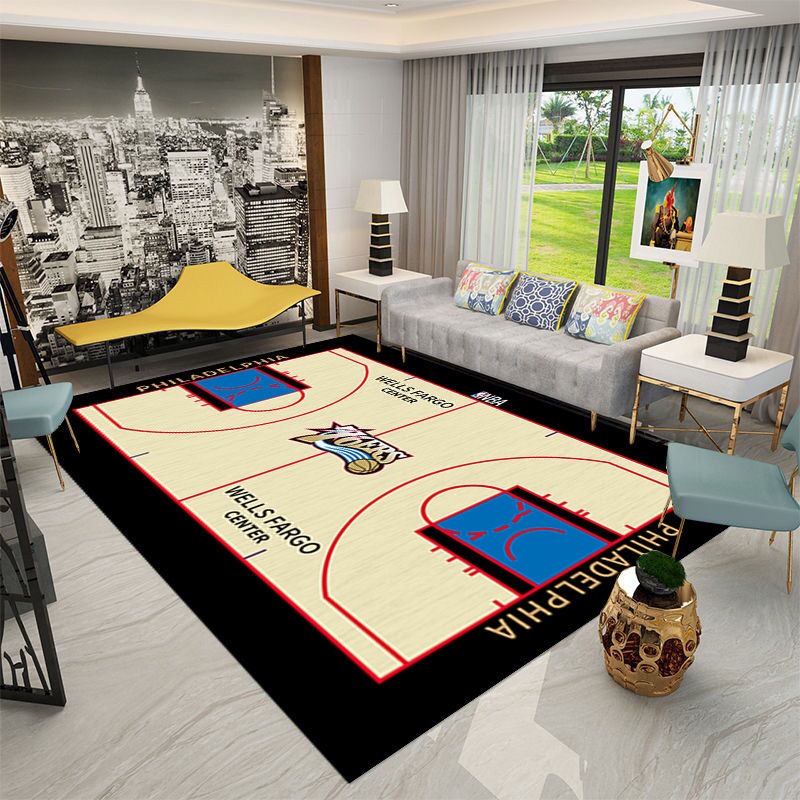 湖人勇士隊潮流地墊籃球場地毯客廳沙發臥室床邊墊耐磨可訂製