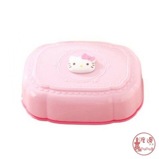 現貨 速發★日本原裝 Hello Kitty 大臉粉色蝴蝶結附蓋肥皂盒防疫 三麗鷗 SANRIO 凱蒂貓 瀝水 浴