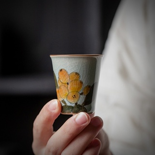 冰片釉枇杷茶杯【化雲】陶瓷品茗杯家用待客泡茶聞香杯小主人杯單個【A016】