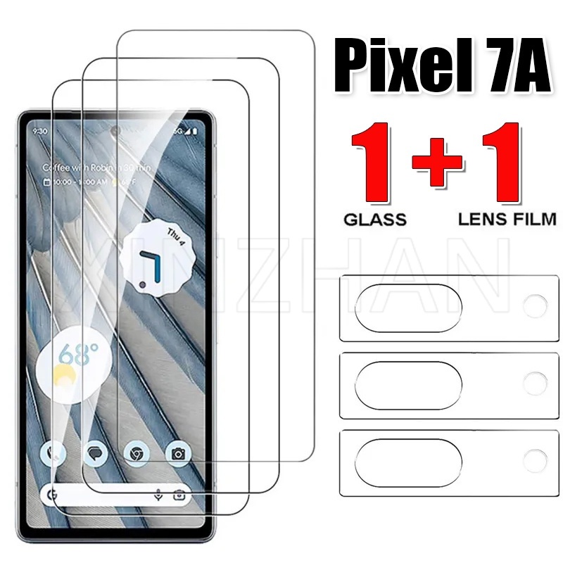 鋼化玻璃膜兼容 Google Pixel 7A / 防指紋智能手機膜 / 9H 硬度鏡頭膜相機蓋 / 防刮正面屏幕保護膜