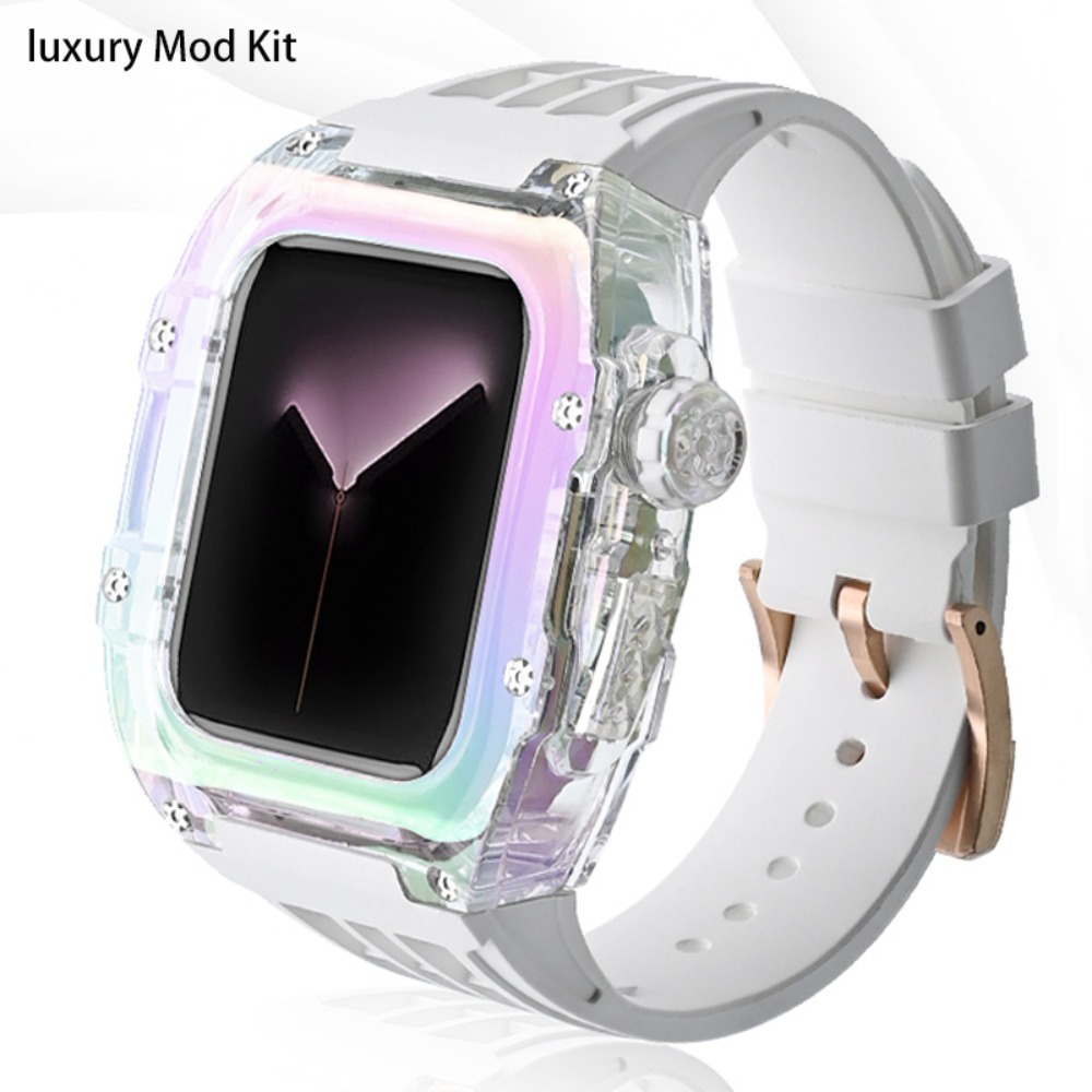 Mod Kit變色錶殼透明漸變矽膠錶帶兼容Apple Watch 8 7 6 SE 5 4 45MM 44MM
