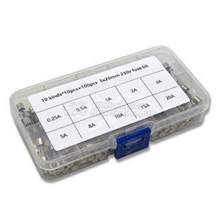 100Pcs/lot 5x20mm 快熔玻璃管保險絲配套套件快熔玻璃保險絲 250V 0.25A/0.5A/1A/2A/