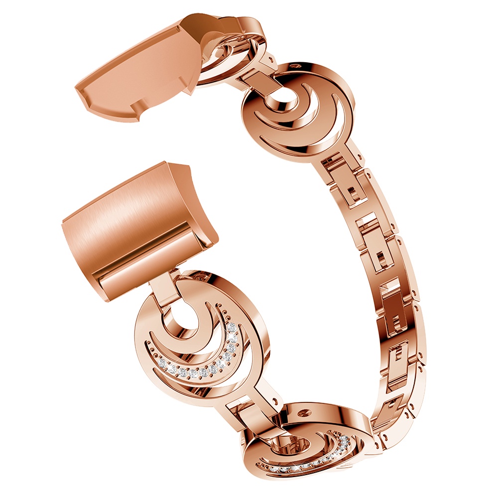 適用於Fitbit charge 5 4 3 2 日月星辰鑲鑽金屬錶帶Charge 5時尚精美運動手錶腕帶配件