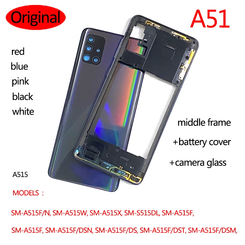 原裝 A51 適用於三星 Galaxy A51 2020 A515F 電池盒外殼機箱中框後蓋 + 相機鏡頭維修零件