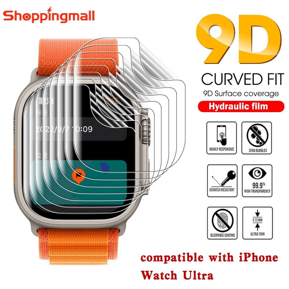 [陽光] 全曲面軟水凝膠膜,適用於 Apple Watch Ultra 屏幕保護膜,智能手錶高清透明柔性 TPU 防刮膜