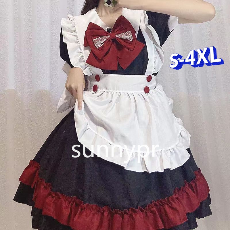 Y2k 可愛 COS 女僕裝大碼日系女僕裝洛麗塔制服加大碼 4XL