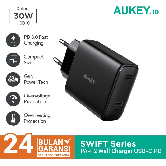 充電器 Aukey PA-F2 Swift 系列 30W PD 3.0 USB Type C 500481