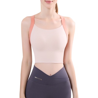 運動內衣 新品萊卡裸感面料 高強度固定式胸墊設計 防震女外穿瑜伽背心 一件式式跑步健身內衣 性感内衣