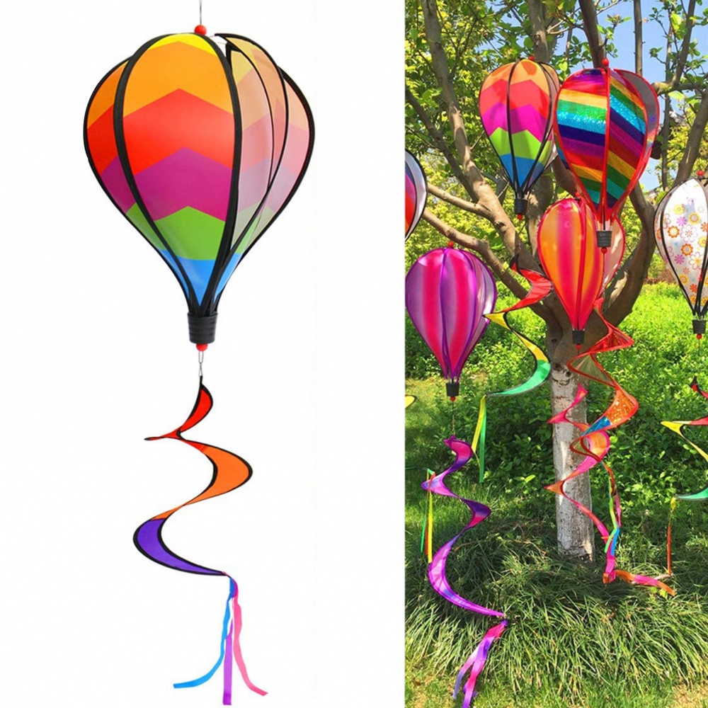 熱氣球風車螺旋彩虹風向袋風雕塑戶外彩色風力發電機掛飾花園草坪公園庭院節日裝飾品