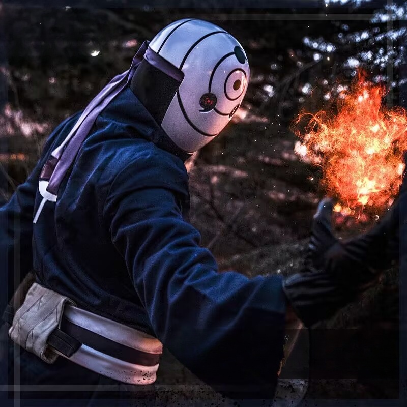 Naruto火影忍者動漫宇智波帶土Cosplay角色扮演服裝男孩帶土服裝帶土面具Uchiha Obito cos服