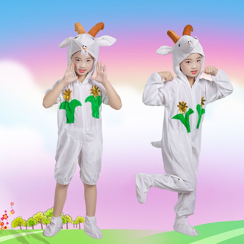 新款兒童動物小羊表演服裝幼兒園狼和羊卡通舞蹈山羔羊跪乳表演服